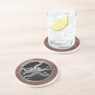 [200] Sacred Silver Octopus in Defensive Posture Coaster