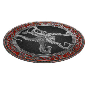 [200] Sacred Silver Octopus in Defensive Posture Cutting Board
