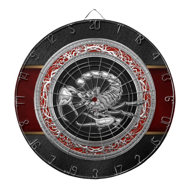 [200] Sacred Silver Scorpion on Black Dartboard (Front)