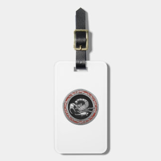 [200] Sacred Silver Scorpion on Black Luggage Tag