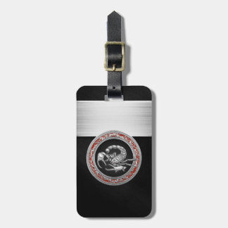 [200] Sacred Silver Scorpion on Black Luggage Tag