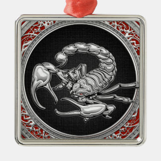 [200] Sacred Silver Scorpion on Black Metal Tree Decoration