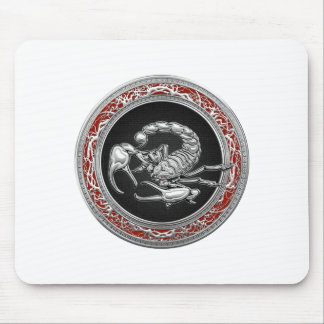 [200] Sacred Silver Scorpion on Black Mouse Mat