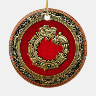 [200] Serpent God Quetzalcoatl [Gold] Ceramic Tree Decoration