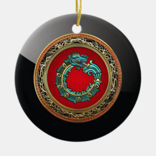 [200] Serpent God Quetzalcoatl [Jade] Ceramic Tree Decoration