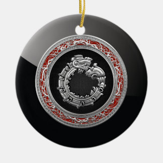 [200] Serpent God Quetzalcoatl [Silver] Ceramic Tree Decoration