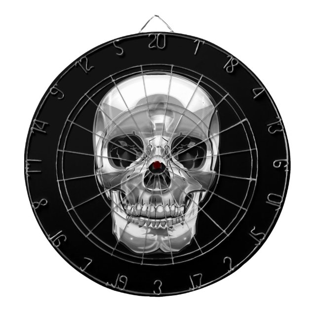 [200] Silver Human Skull Dartboard (Front)