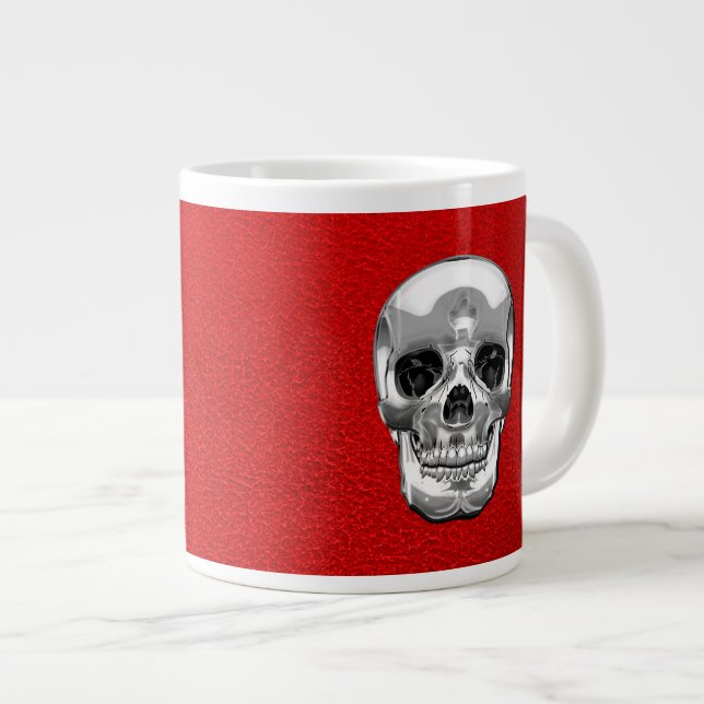 [200] Silver Human Skull Large Coffee Mug (Front Right)