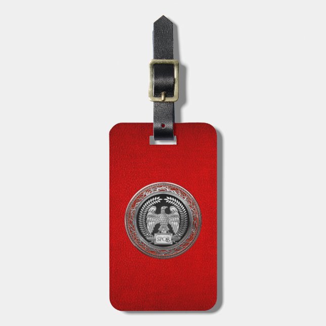 [200] Silver Roman Imperial Eagle Luggage Tag (Front Vertical)
