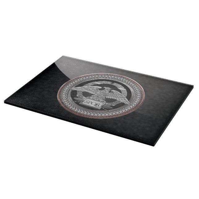 [200] Silver Roman Imperial Eagle over Medallion Cutting Board (Corner)