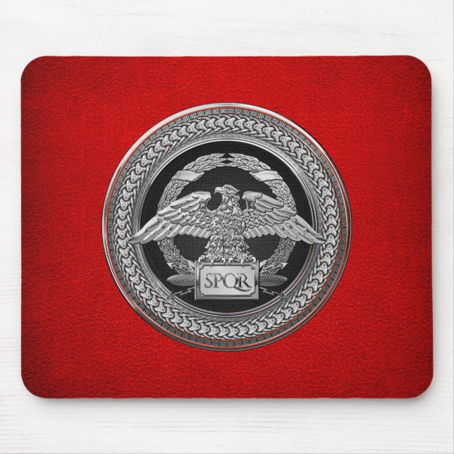 [200] Silver Roman Imperial Eagle over Medallion Mouse Mat (Front)