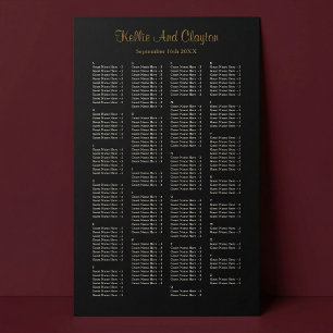 200 Simple Black Wedding Seating Chart