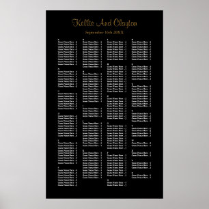 200 Simple Black Wedding Seating Chart