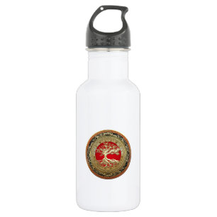 [200] Treasure Trove: Celtic Tree of Life [Gold] 532 Ml Water Bottle