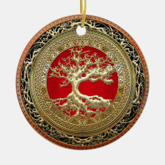 [200] Treasure Trove: Celtic Tree of Life [Gold] Ceramic Tree Decoration