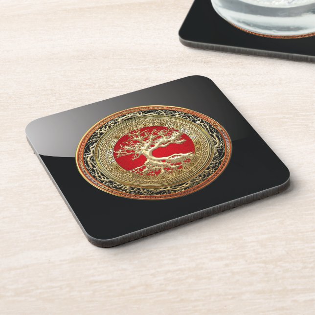 [200] Treasure Trove: Celtic Tree of Life [Gold] Coaster (Left Side)