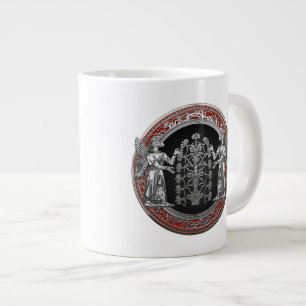 [200] Two Silver Ninurtas with Tree of Life Large Coffee Mug