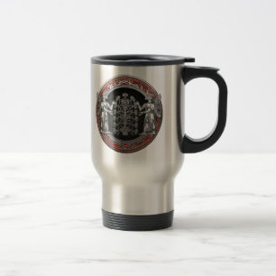 [200] Two Silver Ninurtas with Tree of Life Travel Mug