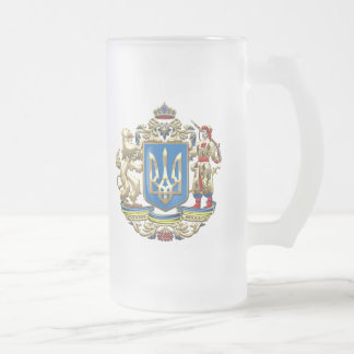 [200] Ukraine: Proposed Greater Coat of Arms Frosted Glass Beer Mug
