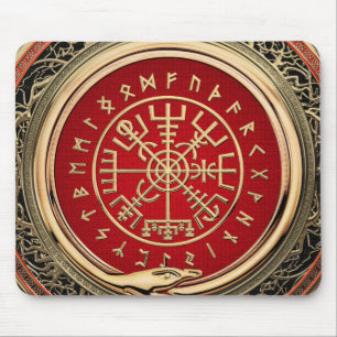 [200] Vegvisir - Viking Gold Magic Runic Compass Mouse Mat