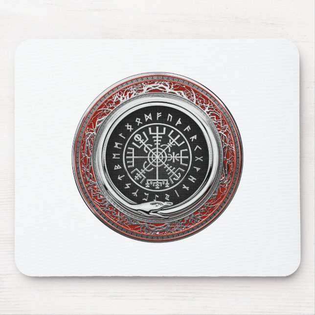 [200] Vegvisir - Viking Silver Magic Runic Compass Mouse Mat (Front)