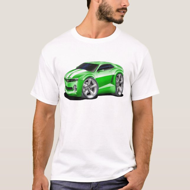 2010-11 Camaro Green-White Car T-Shirt (Front)