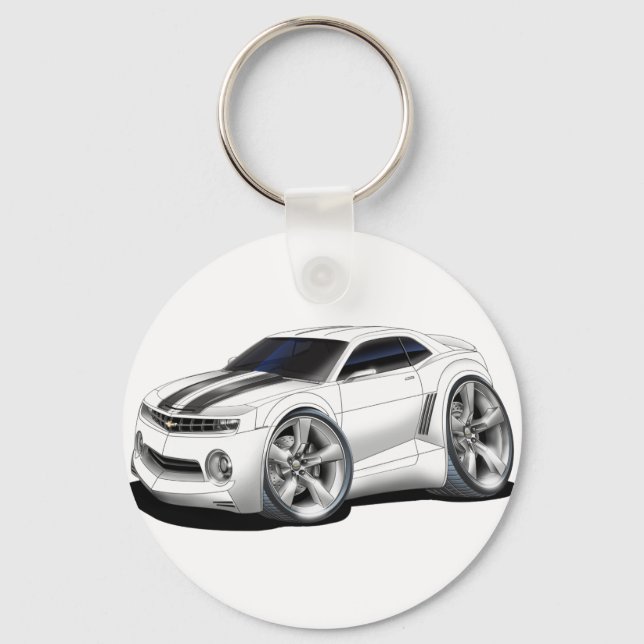 2010-11 Camaro White-Black Car Key Ring (Front)