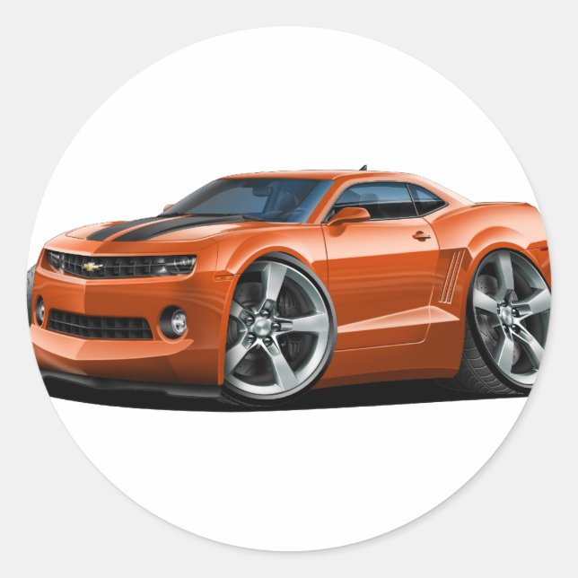 2010-12 Camaro Orange-Black Car Classic Round Sticker (Front)