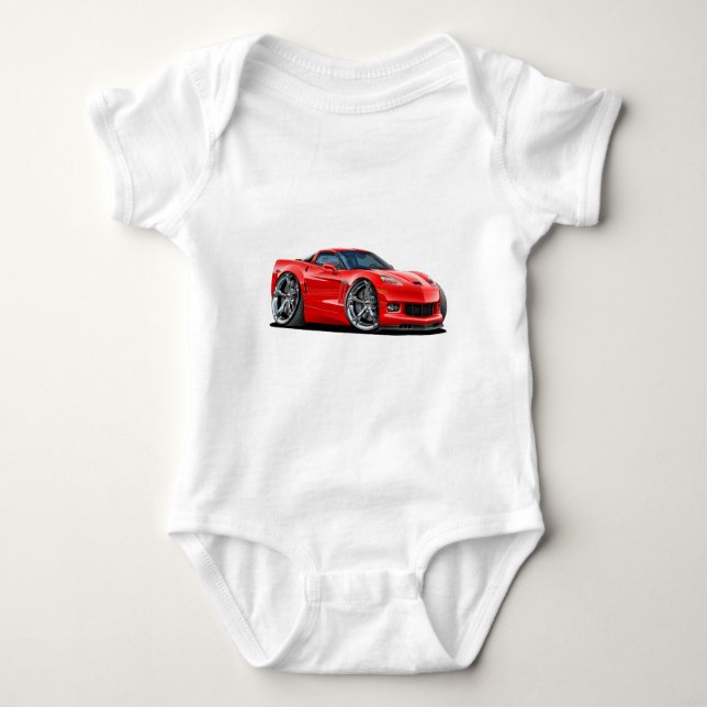 2010-12 Corvette Red Car Baby Bodysuit (Front)