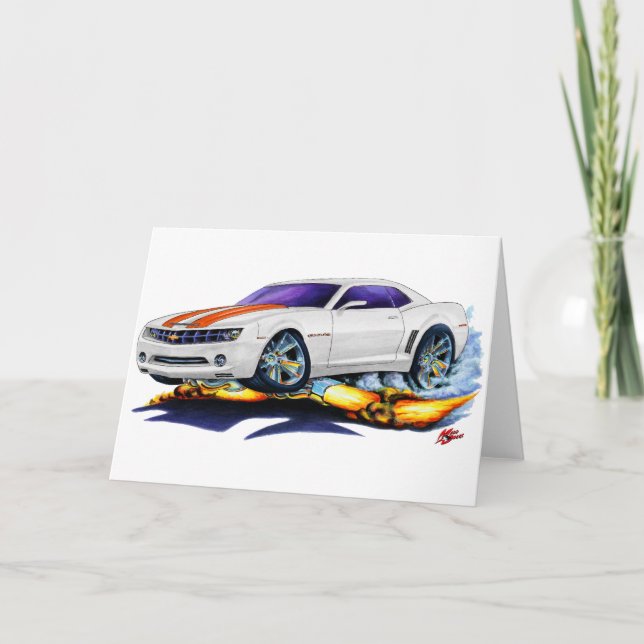 2010 Camaro White-Orange Car Card (Front)