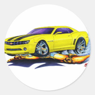 2010 Camaro Yellow-Black Car Classic Round Sticker
