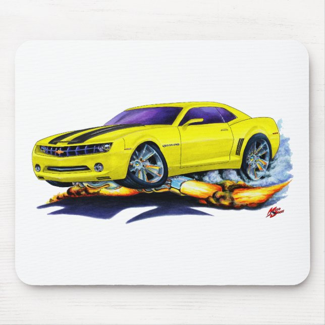 2010 Camaro Yellow-Black Car Mouse Mat (Front)