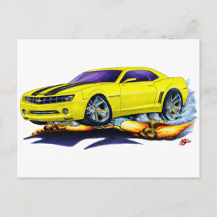 2010 Camaro Yellow-Black Car Postcard