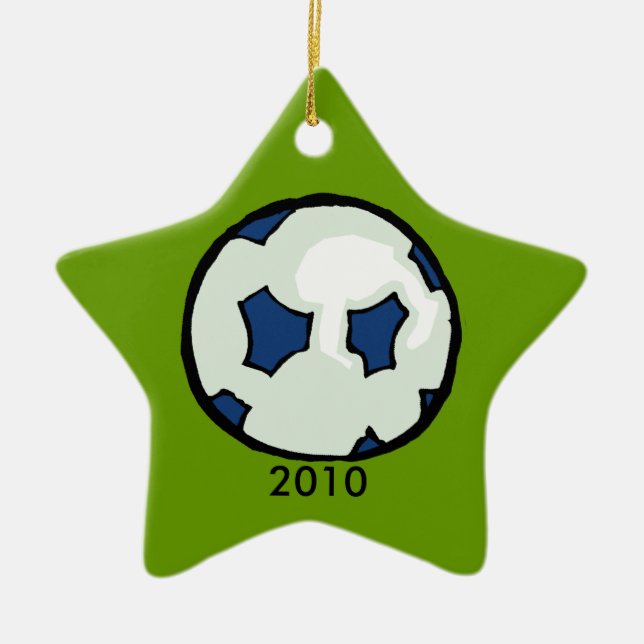 2010 Soccer ball star Ceramic Tree Decoration (Front)