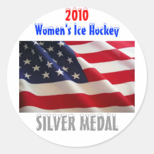 2010 USA Women's Ice Hockey - Silver Medal Classic Round Sticker