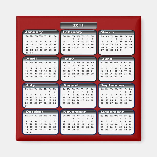 2011 Black Calendar Magnet (Front)