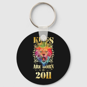 2011 Born King Crown Lion Birthday Quote Key Ring