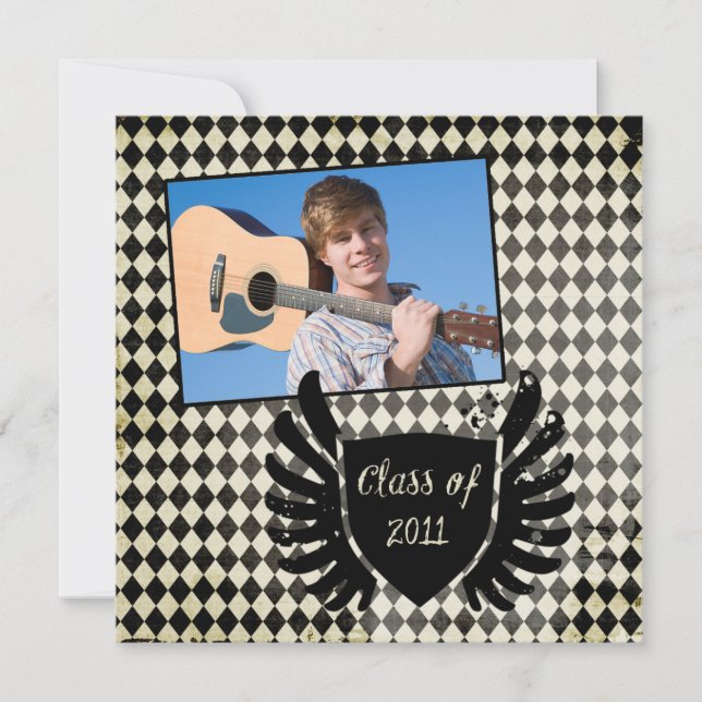 2011 Chequerboard photo graduation party invite (Front)