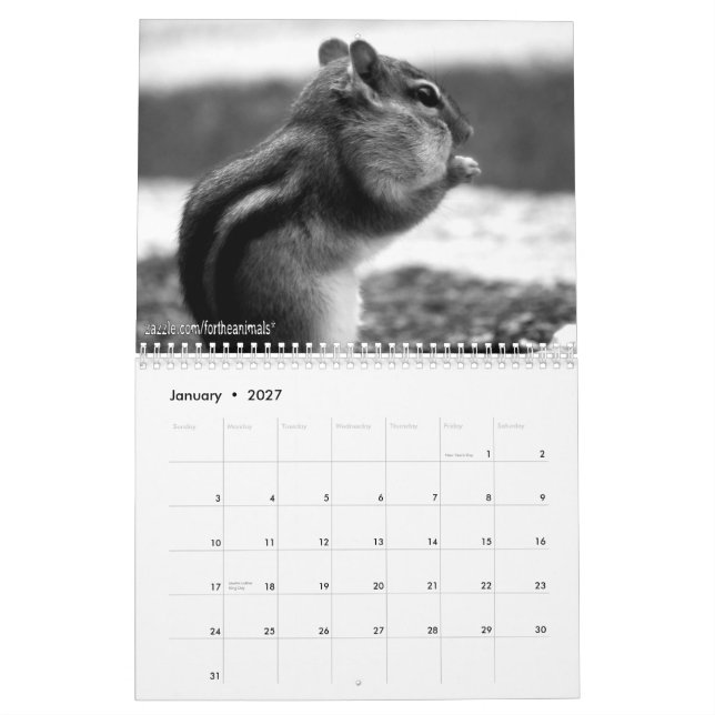 2011 Chipmunk Calendar (Jan 2027)