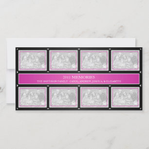 2011 Memories New Year Collage Magenta Black Holiday Card
