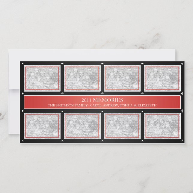2011 Memories New Year Collage Red Black Holiday Card (Front)