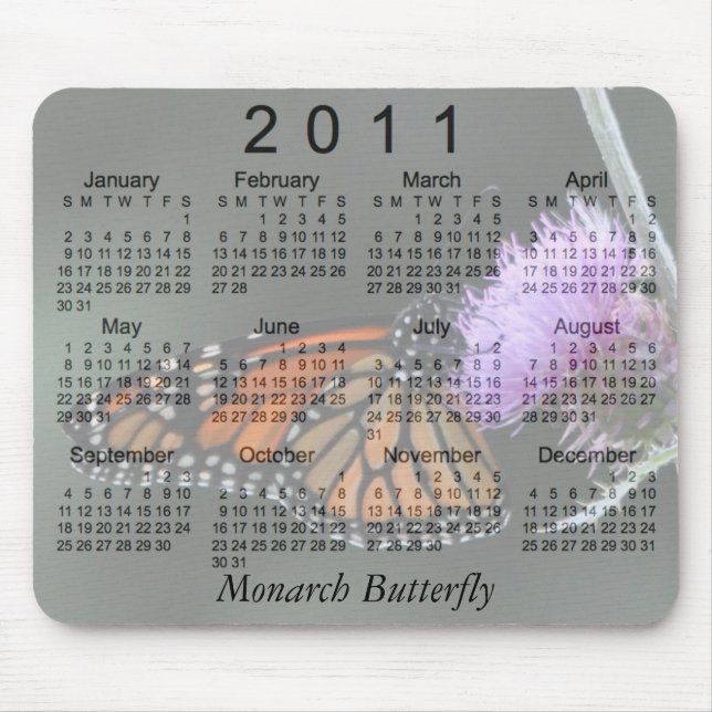 2011 Monarch Butterfly Calendar Mouse Mat (Front)