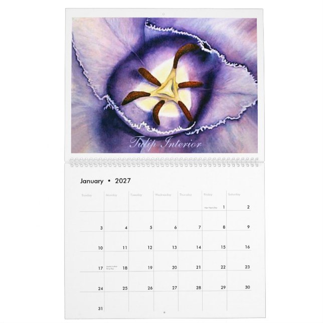 2011 Watercolor  Flowers  Calendar (Jan 2027)