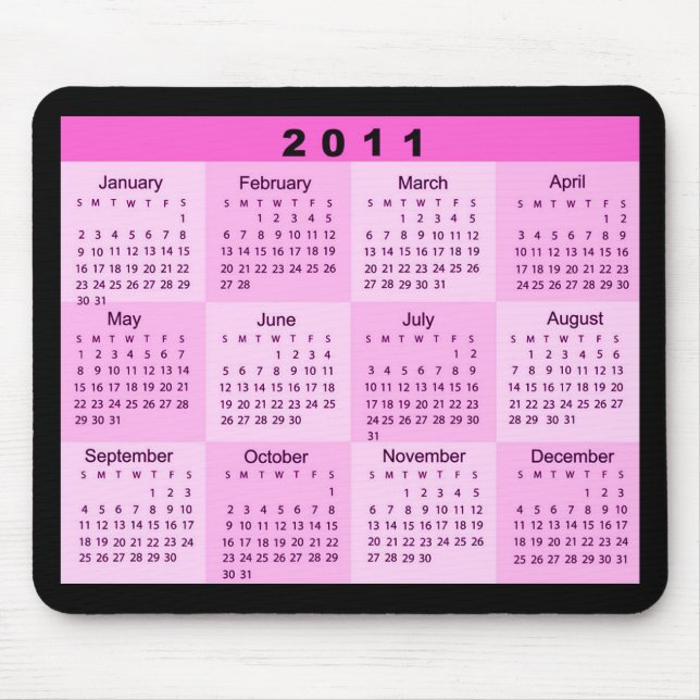 2011 Year at a Glance Calendar Mouse Mat (Front)