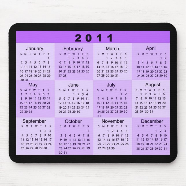 2011 Year at a Glance Calendar Mouse Mat (Front)