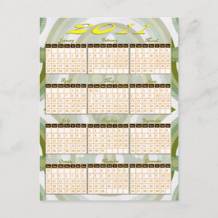 2011 Year at a Glance Calendar Postcard