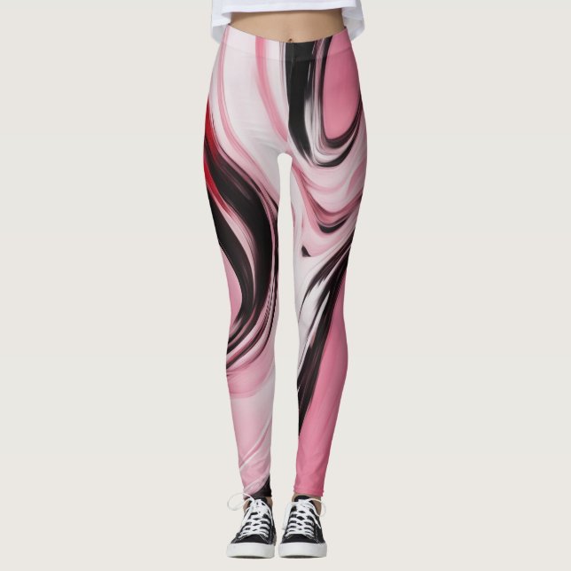20125 abstract pink spandex  leggings (Front)