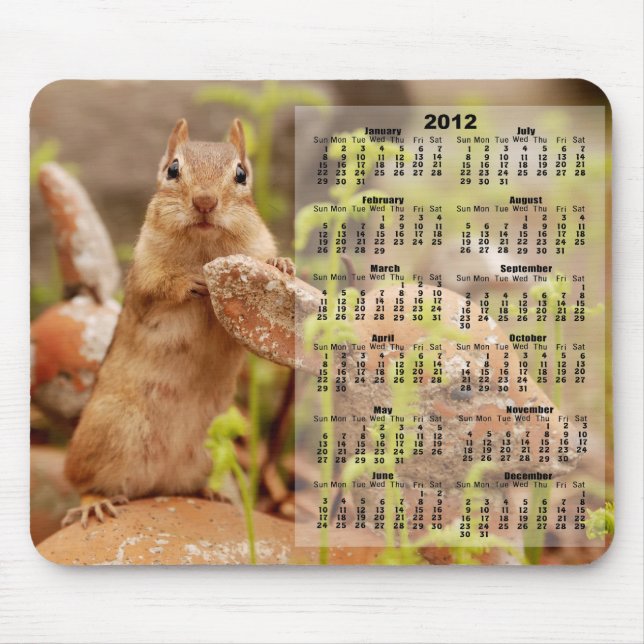 2012 Calendar - Cute Chipmunk Mousepad (Front)