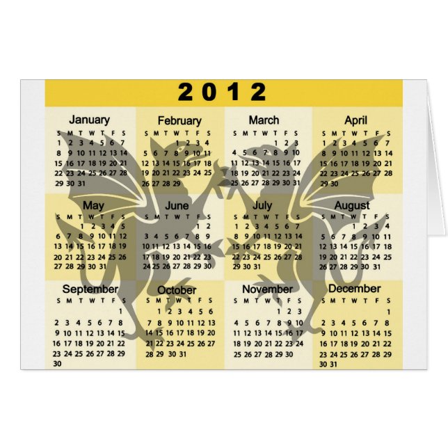 2012 Calendar with Gryphons print (Front Horizontal)