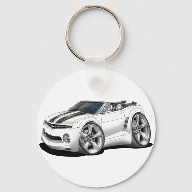 2012 Camaro White-Black Convertible Key Ring (Front)